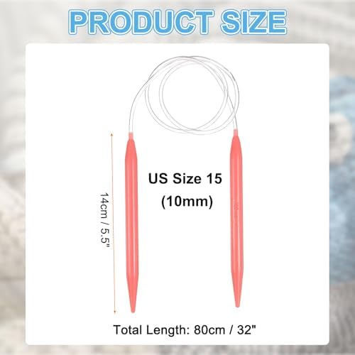HARFINGTON Size US 15 (10mm) Plastic Circular Knitting Needles 32 Inch(80cm) Round Knitting Needle for Handmade Projects DIY Weave - Image 2
