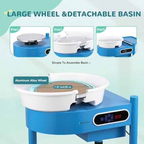 Bonoutil 12" Pottery Wheel Machine with Bat System for Adults Beginners - Image 3