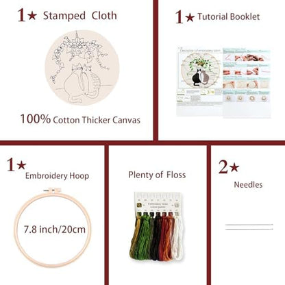 artcici Embroidery Kits Plant Flower Leaf English Letter Patterns for Beginners Adults, Full Range Embroidery Starter Kits Cross Stitch Needlework Supplies (Letter R) - Image 3