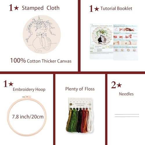 artcici Embroidery Kits Plant Flower Leaf English Letter Patterns for Beginners Adults, Full Range Embroidery Starter Kits Cross Stitch Needlework Supplies (Letter W) - Image 3
