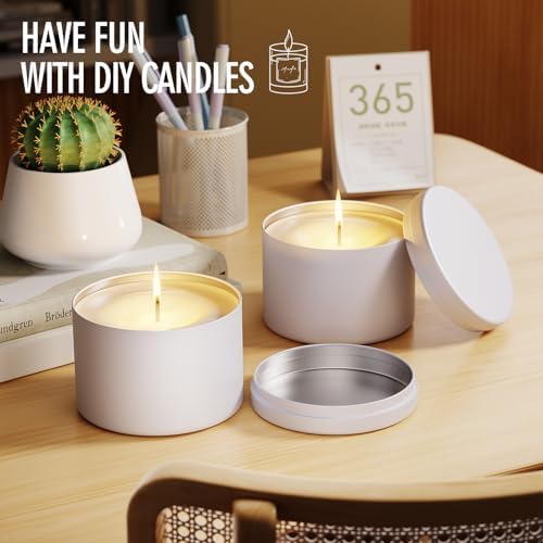 24 Pack 4oz Candle Tins with Lids,Metal Empty Jars, Double-Sided Matte White Finish, Tinplate Containers for DIY Candle Making, Wax Melts, Crafts, Small Business Supplies, Party Favors - Image 6
