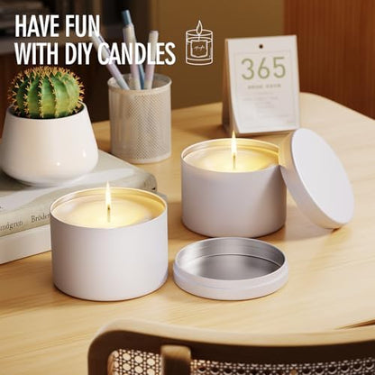 24 Pack 4oz Candle Tins with Lids,Metal Empty Jars, Double-Sided Matte White Finish, Tinplate Containers for DIY Candle Making, Wax Melts, Crafts, Small Business Supplies, Party Favors - Image 6
