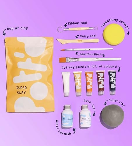 Pott'd Mini Pottery Kits | Air Dry Clay Pottery Kit for Adults | Includes Paints, Brushes, and Potters Tools | Free Online Step-by-Step Tutorial | Perfect for Beginners | Bring The Studio to Your Home - Image 3