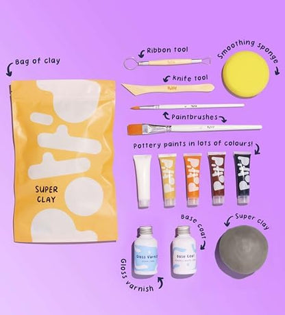 Pott'd Mini Pottery Kits | Air Dry Clay Pottery Kit for Adults | Includes Paints, Brushes, and Potters Tools | Free Online Step-by-Step Tutorial | Perfect for Beginners | Bring The Studio to Your Home - Image 3
