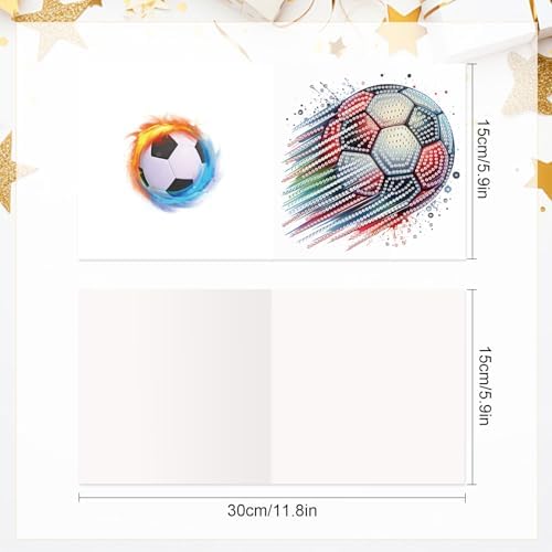 Tontut 6pcs Diamond Art Painting Kit Greeting Card, Football 5D DIY Diamond Handmade Holiday Sparkling Greeting Card with Envelope, Holiday Gift Congratulation - Image 2