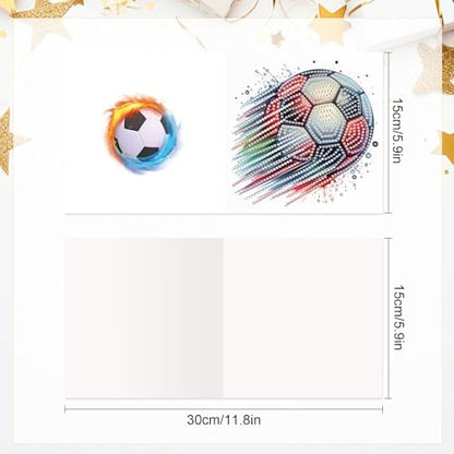 Tontut 6pcs Diamond Art Painting Kit Greeting Card, Football 5D DIY Diamond Handmade Holiday Sparkling Greeting Card with Envelope, Holiday Gift Congratulation - Image 2