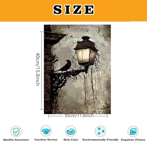 Gothic Crow Paint by Numbers Kit for Adults Framed Canvas Frameworkless - Image 3