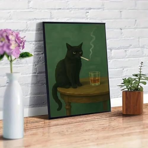 Cat Paint by Numbers Animals DIY Black Cat Painting On Canvas 16 x 20 inch - Image 3