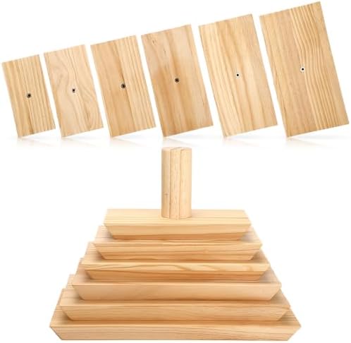 DoubleFill 6 Pack Pottery Molds 12.5" 11.5" 10.5" 9.5" 8.5" 7.5" Thickness 1" Plaster Molds Wood Pottery Tools with Handle for Ceramic Top Forms DIY Bowls Plate Dish Slump Press Art Making (Rectangle) by DoubleFill
