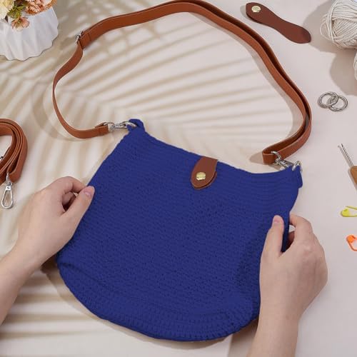 ACRNIGHEET Crochet Bag Kit for Beginners Crochet Purse for Women DIY Tote Bag Making Kit with Step-by-Step Tutorials Knitting Supplies for Adults Crafts Boho Gift Idea (Blue) - Image 4