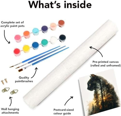 Clendo Forest Cat Paint by Numbers for Adults, Painting by Numbers Kit on Canvas for Beginners, Adults' Paint-by-Number Kits Oil Painting Kits for Gift Home Wall Decor 16x20 Inch - Image 7