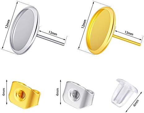 Hicarer 300 Pcs Earring Posts, Gold, Silver with Gold, Silver and Clear - Image 2