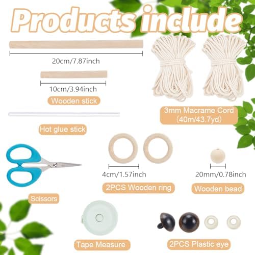 BEUNITONE Leisure Arts Macrame Kit for Beginners Owl Macrame Kit DIY Macrame Kit with Instructions Video Macrame Wall Hanging Supplies Dream Catcher Kit for Room Wall Decoration Easy to Install - Image 2
