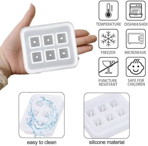 Small Cube Resin Molds, Cube Silicone Molds for Jewelry Making, Square Bead Molds with Hole, 2-Pack, for Earrings and Bracelets - Image 3