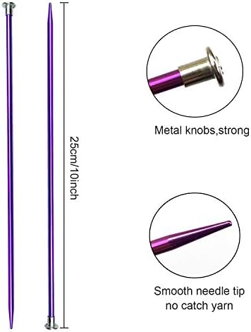 Weabetfu Aluminum Metal Knitting Needle,Colored Straight Single Pointed,10-inch Length for Handmade DIY Knitting,Size US 6(4.0mm) - Image 3