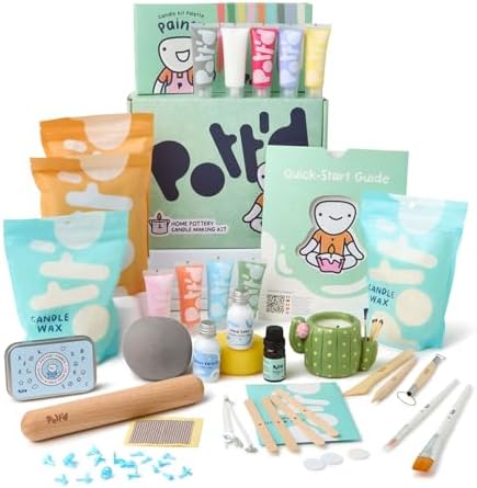 Pott’d Home Pottery Candle Making Kit, DIY Candle Making Kit for Adults. Make Your Own Candles with Air-Dry Clay, Wax, Wicks, Tools, Fragrance Oil & Easy-to-Follow Guide by Pottd