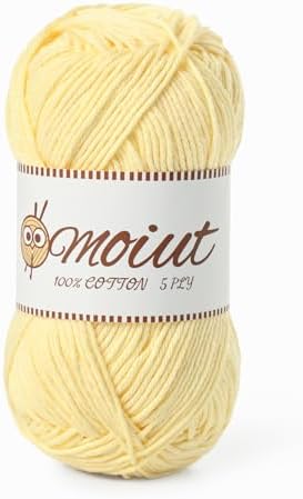 Cotton Yarn for Crocheting, Baby Yarn for Crocheting Soft, 131yds / 1.76oz Fluffy Amigurumi Crochet Yarn, 5 Ply 100% Milk Cotton Yarn for Puzzle、Socks、Clothes(Light Yellow) by OMoiut