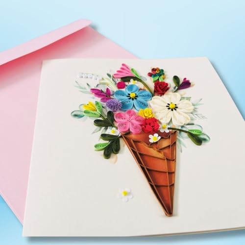 Quilling Card 3D Greeting Cards, handmade birthday card, handcrafted cards for all occasions, flower bundle - Image 2
