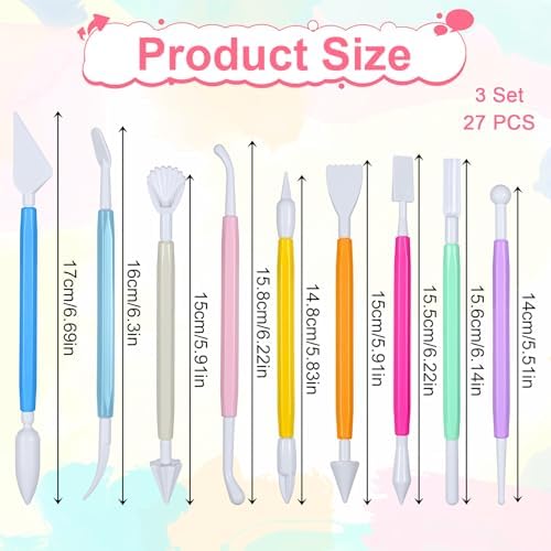 cobee 3 Set Air Dry Clay Tools, Fondant Sculpting Tool Set, Polymer Clay Tools for Modeling Decorating Tool, Clays Sculpting Sets for Cookie Cake Decorating, Sugarcraft Sculpture Pottery - Image 2