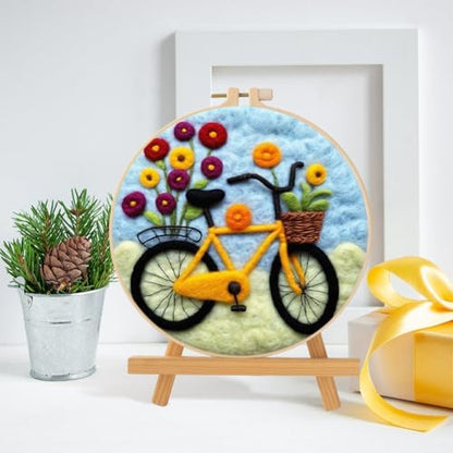 EUBUY Needle Felting Starter Kit, Felt Painting Kit for Beginners Wool Needle Felt Set with Felt Needle, Picture Frame, Foam Pad, Felt Cloth, Instructions - Image 2