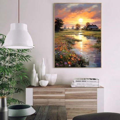 MIRCVSH Sunset Paint by Numbers Kit for Adults Framed,Landscape Paint by Number for Adults Beginner,Adults' Paint-by-Number Kits on Canvas with Wooden Easel for Home Wall Decor 12X16 Inch - Image 4