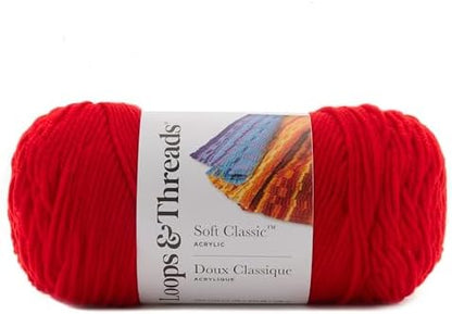 Soft Classic Solid Yarn by Loops & Threads - Solid Color Yarn for Knitting, Crochet, Weaving, Arts & Crafts - Bright Red, Bulk 12 Pack - Image 5