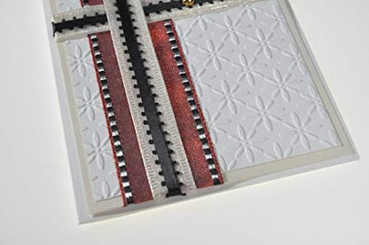 DIY Greeting Card Kit Ribbon Cards Handmade DIY Card Kits Card Making Kit, Thank You & Birthday Cards Card Kit for 10 Project Card (Red Metallic Weave) - Image 7