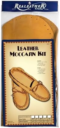Realeather Adult Moccasin Leathercraft Kit, 12-13, Saddle Tan Brown by Realeather