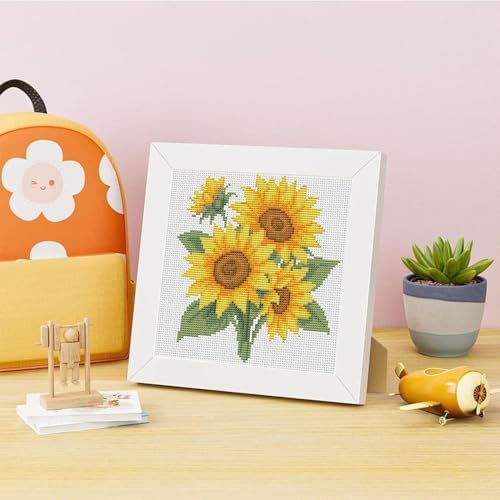 Sunflower Stamped Cross Stitch Kits for Adult Beginner with Wooden Frame - Image 2