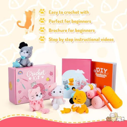 Fortuning's JDS Crochet Kit for Beginners, Cat Crochet Kit - Image 6