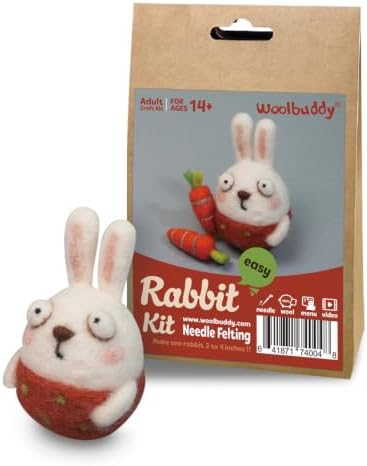Woolbuddy Needle Felting Starter Kit (Rabbit) for Adults with Tool & Guide by Woolbuddy