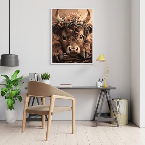 Mosaflare Highland Cow Paint by Numbers for Adults Beginner 12X16 inch - Image 3