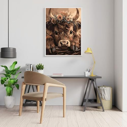 Mosaflare Highland Cow Paint by Numbers for Adults Beginner 12X16 inch - Image 3