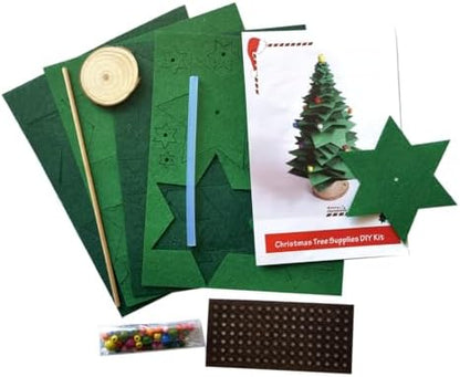 Inf-way Felt Christmas Tree DIY Craft Kit, Handmade Mini Christmas Tree Decoration Set Festive DIY Craft Supplies with Felt Sheets & Ornaments for Holiday Decor(2pack) - Image 2