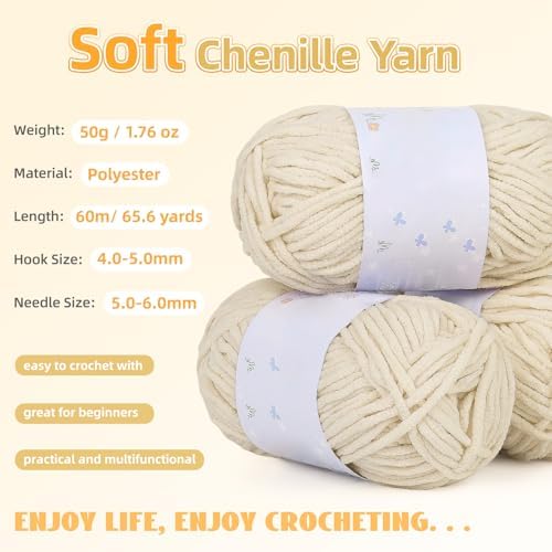 Aeelike Crochet Blanket Kit for Beginners, Easy Soft Crochet Kit, Khaki - Image 3