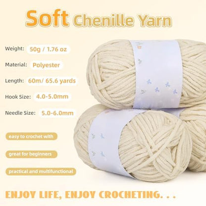 Aeelike Crochet Blanket Kit for Beginners, Easy Soft Crochet Kit, Khaki - Image 3