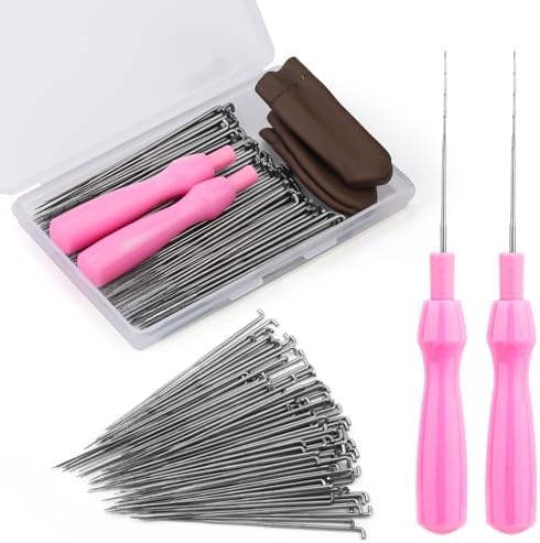 QMNNMA Needle Felting Needles, 100Pcs Wool Felting Needles, Needle Felting Tools Set with 2 Single Wooden Handle Storage Box Fingercots for Wool Projects(M) by Qmnnma