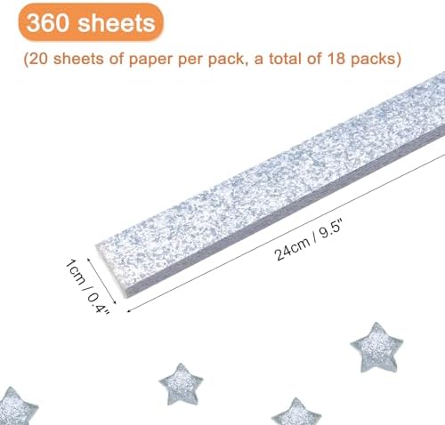 MECCANIXITY 360 Sheets Origami Paper Glitter Stars Papers Light Blue Fold Paper for Beginner Arts Crafts Projects,0.4 x 9.5 Inch - Image 2