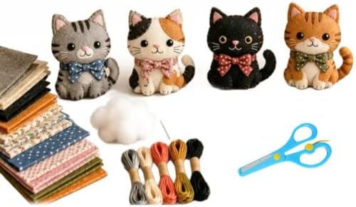 DIY Fabric Animal Craft Kit Creative Handmade Art, Stitch Your Own Whimsical World Patchwork Sewing Set 3D Cute for Making Ornament Adults Beginners, Gift Holidays Keychains (C) - Image 2