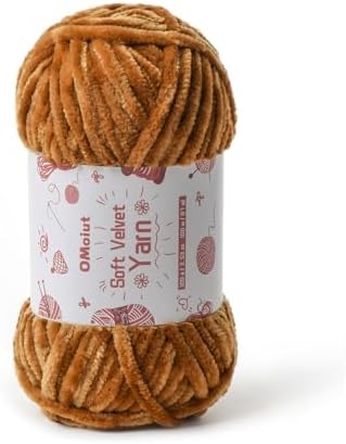 100g Fluffy Velvet Chenille Yarn for Crocheting and Knitting, 80m (87.5yd) Baby Yarn for Crocheting Soft, Crochet Chunky Yarns Amigurumi Yarns (Brown) by OMoiut