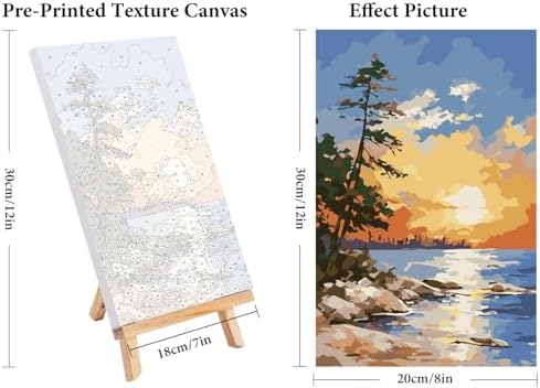 4 Pack Framed Paint by Numbers Kit for Adults with Wooden Easel 8x12 Inch - Image 3