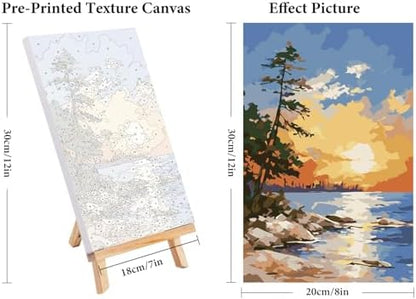 4 Pack Framed Paint by Numbers Kit for Adults with Wooden Easel 8x12 Inch - Image 3