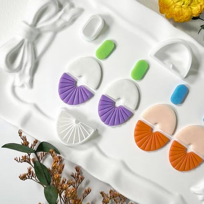 Xaekicr Polymer Clay Cutters Geometric Set – 3PCS Half Circle Clay Cutters with Texture Lines for Polymer Clay Jewelry, Clay Earring Cutters and Tools for Modern DIY Earrings and Crafts - Image 4