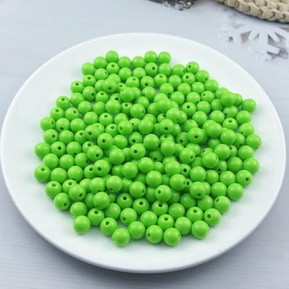 200pcs Acrylic Round Beads for Crafts 10mm Resin Candy Color Spacer Beads with Hole for Jewelry Making Sewing Crafts Decoration Necklaces Bracelets Earrings Supplies(Green) - Image 2