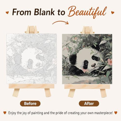 AUKELHJ Framed Paint by Numbers Kit for Adults, Panda, 10x10 inch - Image 4