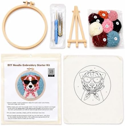 CELCRAFTIQUE Punch Needle Kits for Adults Beginner, Tool with Punch Needle Fabric, Hoops, Yarns and Sewing Needles (Sunny Pup) - Image 3
