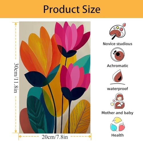 Mowana Paint by Numbers Kit for Adults Beginner – Boho Flowers Framed Paint by Numbers for Adults with Easel, Easy DIY Painting Kit Canvas Wall Art Decor 8x12inch - Image 4