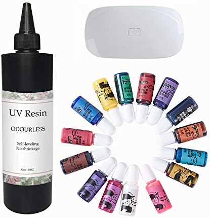 VidaRosa UV Resin, Odorless, 500g, Clear Hard, Non-toxic for Jewelry Making, 15 Colors, Compact Foldable Mini UV Lamp 6W by VidaRosa
