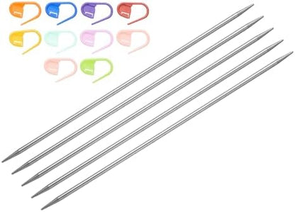 uxcell 5Pcs US 4(3.5mm) Double Pointed Knitting Needle 7.87 Inches Length Stainless Steel Sweater Stitching Needles with 10 Stitch Marker for Handmade Projects DIY Knitting by uxcell