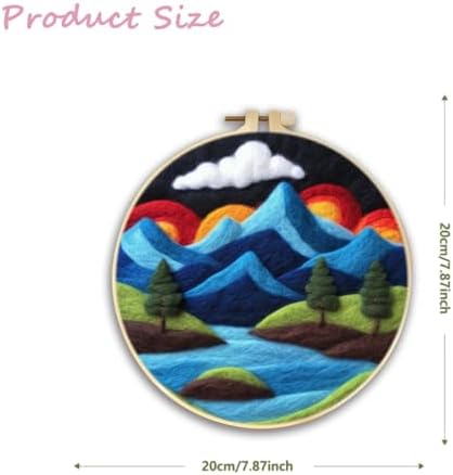 CaptainCrafts DIY Needle Felting Starter Kit with Picture Hoop, Foam Pad, Felt Cloth, Instructions for Home Decoration, Beginner Art Craft (Mountains Rivers Landscapes) - Image 2